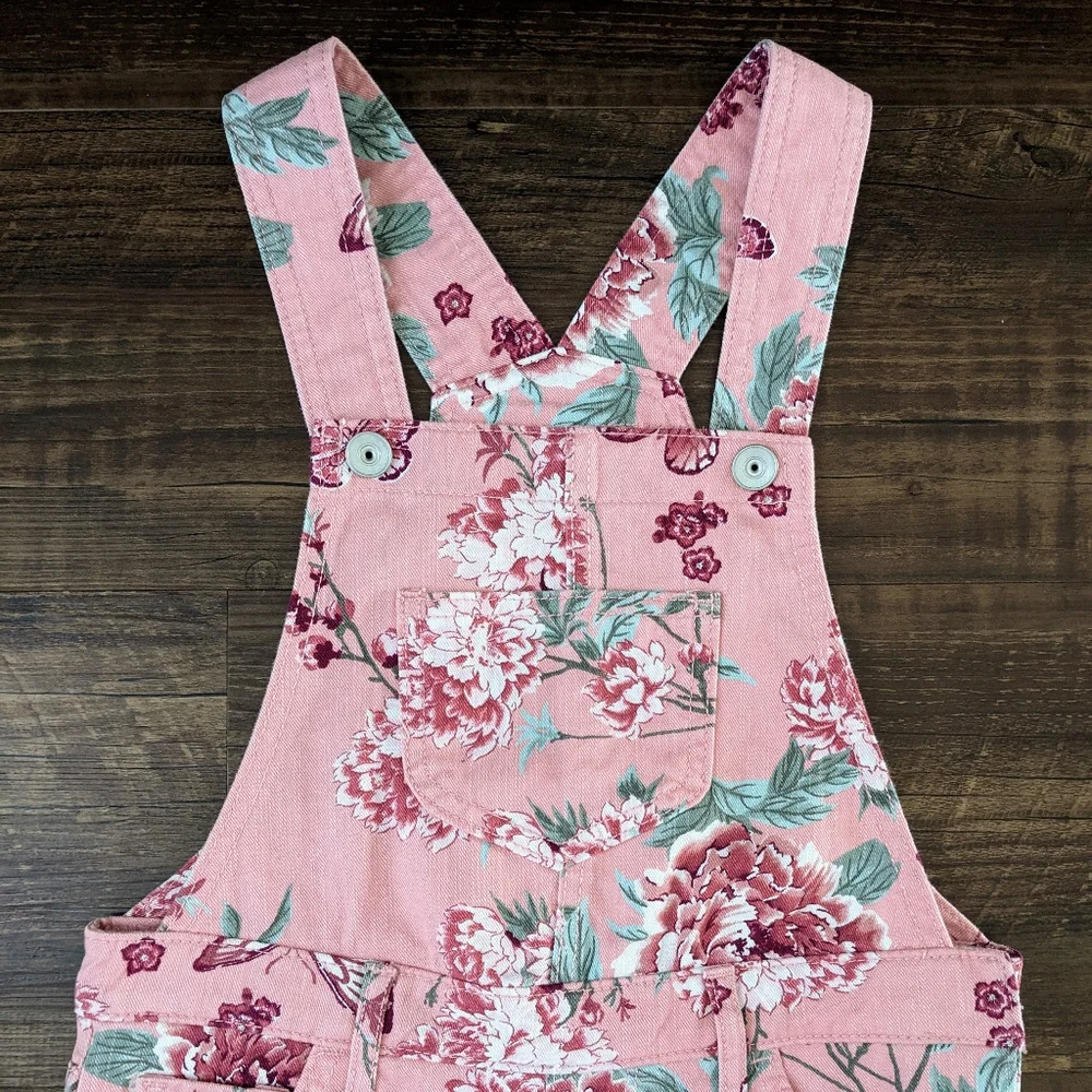 Children's Place Pink Floral Shortalls Overalls